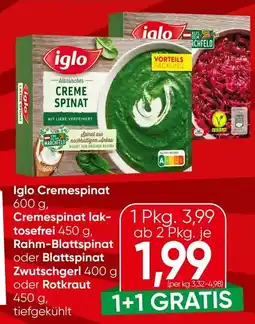 Spar Iglo Cremespinat, Cremespinat lak- tosefrei, Rahm-Blattspinat oder Blattspinat Zwutschgerl oder Rotkraut Angebot