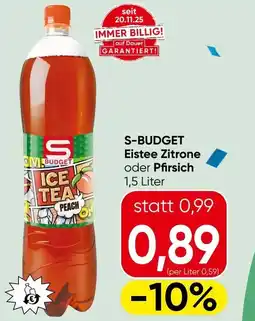 Spar S-BUDGET Eistee Zitrone oder Pfirsich Angebot