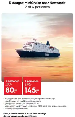 HEMA 3-daagse MiniCruise naar Newcastle 2 of 4 personen Angebot