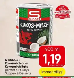 Spar S-BUDGET Kokosmilch oder Kokosmilch light Angebot