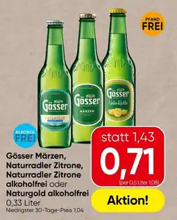 Spar Gösser Märzen, Naturradler Zitrone, Naturradler Zitrone alkoholfrei oder Naturgold alkoholfrei Angebot
