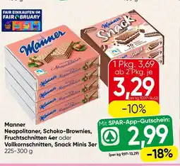 Spar Manner Neapolitaner, Schoko-Brownies, Fruchtschnitten oder Vollkornschnitten, Snack Minis Angebot