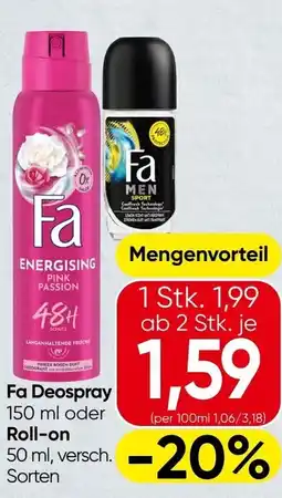 Spar Fa Deospray oder Roll-on Angebot