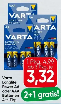 Spar Varta Longlife Power AA oder AAA Batterien Angebot