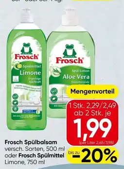 Spar Frosch Spülbalsam oder Frosch Spülmittel Limone Angebot