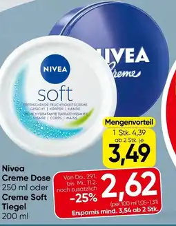 Spar Nivea Creme Dose oder Creme Soft Tiegel Angebot