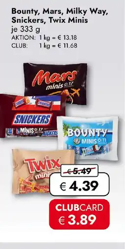 Travel FREE Bounty, Mars, Milky Way, Snickers, Twix Minis Angebot