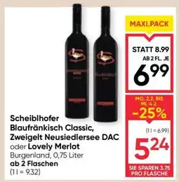 Maximarkt Scheiblhofer Blaufränkisch Classic, Zweigelt Neusiedlersee DAC oder Lovely Merlot Angebot