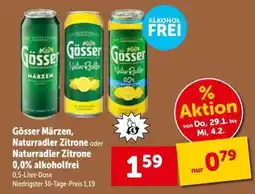 Interspar Gösser Märzen, Naturradler Zitrone oder Naturradler Zitrone 0,0% alkoholfrei Angebot
