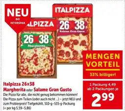 Interspar Italpizza 26x38 Margherita oder Salame Gran Gusto Angebot