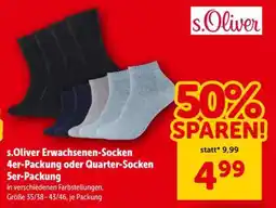 Interspar s.Oliver Erwachsenen-Socken 4er-Packung oder Quarter-Socken 5er-Packung Angebot