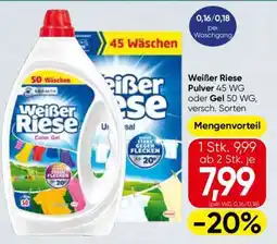 Spar Weißer Riese Pulver 45 WG oder Gel 50 WG Angebot