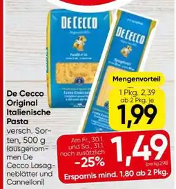 Eurospar De Cecco Original Italienische Pasta Angebot