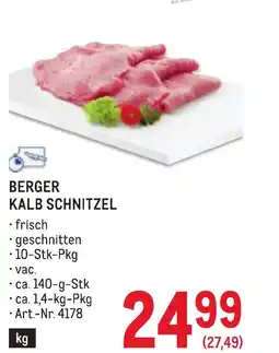 Metro Berger kalb schnitzel Angebot