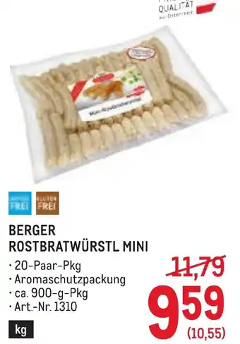 Metro Berger rostbratwürstl mini Angebot