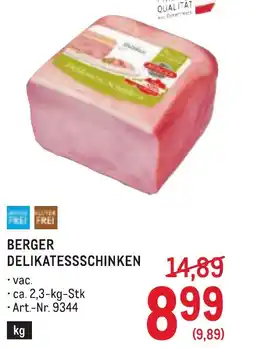 Metro Berger delikatessschinken Angebot