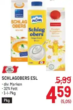 Metro Schlagobers esl Angebot