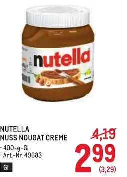 Metro Nutella nuss nougat creme Angebot