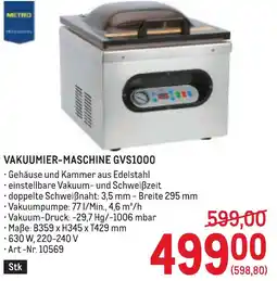 Metro Vakuumier maschine gvs1000 Angebot