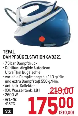 Metro Tefal dampfbügelstation gv9221 Angebot