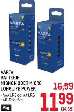 Metro Vart batterie mignon oder micro longlife power Angebot