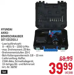 Metro Hyundai akku bohrschrauber set cd1201li Angebot