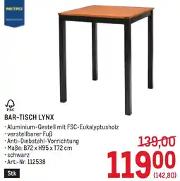 Metro Bar tisch lynx Angebot