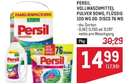 Metro Persil vollwaschmittel pulver 90wg flüssig 100 wg od. discs 76 wg Angebot