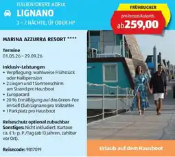 Hofer Reisen Italien obere adria alignano Angebot