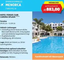 Hofer Reisen Spanien fornells menorca Angebot