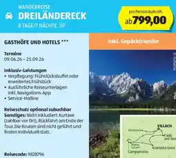Hofer Reisen Wanderreise dreiländereck Angebot
