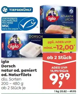 ADEG iglo Dorsch natur od. paniert od. Naturfilets Angebot