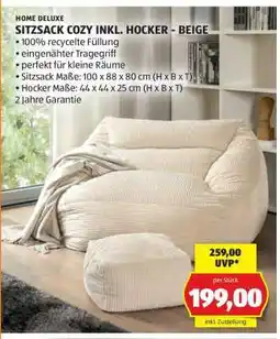 Hofer SITZSACK COZY INKL. HOCKER - BEIGE Angebot
