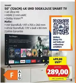 Hofer 50“ (126CM) 4K UHD 50GK4245E SMART TV Angebot