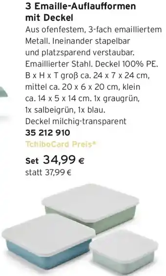 3 Emaille-Auflaufformen mit Deckel