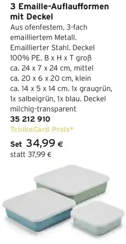 Tchibo Eduscho 3 Emaille-Auflaufformen mit Deckel Angebot