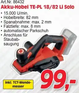 Zgonc Akku-Hobel TE-PL 18/82 Li Solo Angebot