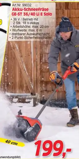 Zgonc Akku-Schneefräse GE-ST 36/40 Li E Solo Angebot