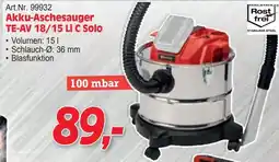Zgonc Akku-Aschesauger TE-AV 18/15 Li C Solo Angebot