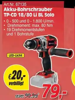 Zgonc Akku-Bohrschrauber TP-CD 18/80 Li BL Solo Angebot