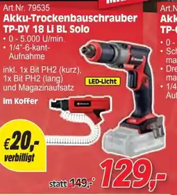 Zgonc Akku-Trockenbauschrauber TP-DY 18 LI BL Solo Angebot