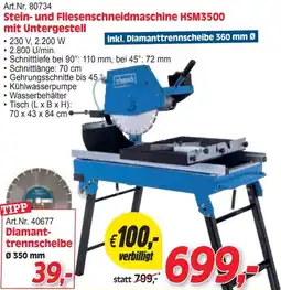 Zgonc Stein- und Fliesenschneidmaschine HSM3500 mit Untergestell Angebot
