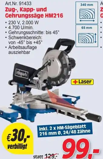 Zgonc Zug-, Kapp- und Gehrungssäge HM216 Angebot