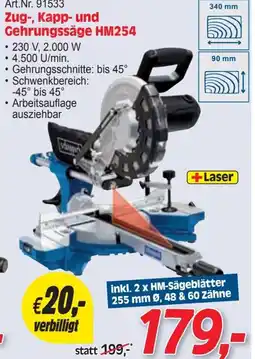 Zgonc Zug-, Kapp- und Gehrungssäge HM254 Angebot