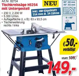Zgonc Tischkreissäge HS254 mit Untergestell Angebot