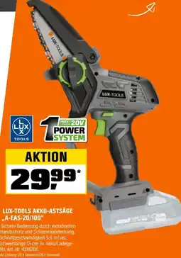 OBI LUX-TOOLS AKKU-ASTSÄGE ,,A-EAS-20/100" Angebot