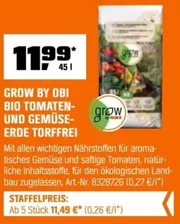 OBI Grow by obi bio tomaten- und gemüse erde torffrei Angebot