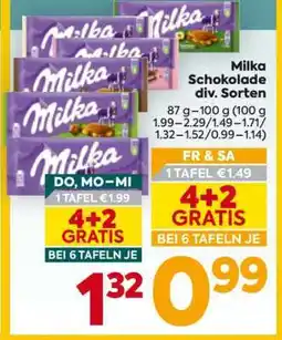 Billa Milka Schokolade div. Sorten Angebot