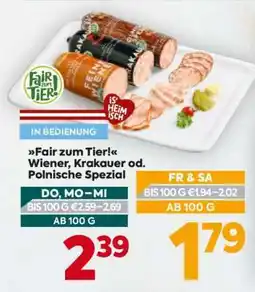 Billa Fair zum Tier! Wiener, Krakauer od. Polnische Spezial Angebot