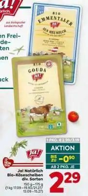 Billa Ja! Natürlich Bio-Käsescheiben div. Sorten Angebot